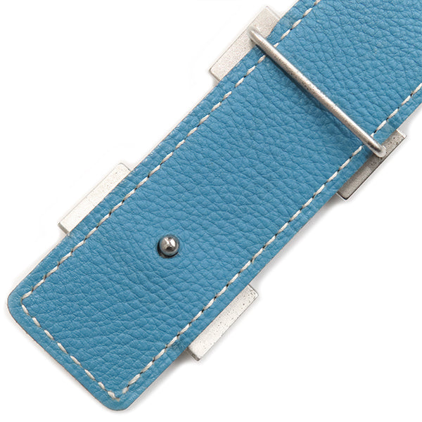 エルメス HERMES ベルト コンスタンスH ボックスカーフ トゴ ブラック×ブルージーン #75 シルバー金具 Hバックル リバーシブル □H【中古】 エルメス HERMES コンスタンスH ブラック×ブルージーン ボックスカーフ