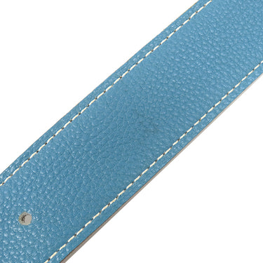 エルメス HERMES コンスタンスH ブラック×ブルージーン ボックスカーフ トゴ #75 ベルト シルバー金具 Hバックル リバーシブル