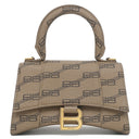バレンシアガ BALENCIAGA Hourglass ハンドバッグ XS 593546 ブラウン PVCコーティングキャンバス 2WAYバッグ ゴールド金具 ショルダー