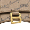 バレンシアガ BALENCIAGA Hourglass ハンドバッグ XS 593546 ブラウン PVCコーティングキャンバス 2WAYバッグ ゴールド金具 ショルダー