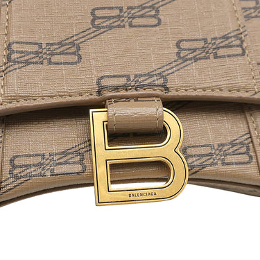 バレンシアガ BALENCIAGA Hourglass ハンドバッグ XS 593546 ブラウン PVCコーティングキャンバス 2WAYバッグ ゴールド金具 ショルダー