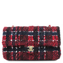 シャネル CHANEL マトラッセ 25 レッド×ネイビー ツイード ショルダーバッグ シャンパンゴールド金具 ダブルフラップ ココマーク