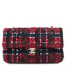 シャネル CHANEL マトラッセ 25 レッド×ネイビー ツイード ショルダーバッグ シャンパンゴールド金具 ダブルフラップ ココマーク
