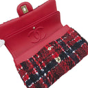 シャネル CHANEL マトラッセ 25 レッド×ネイビー ツイード ショルダーバッグ シャンパンゴールド金具 ダブルフラップ ココマーク
