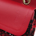 シャネル CHANEL マトラッセ 25 レッド×ネイビー ツイード ショルダーバッグ シャンパンゴールド金具 ダブルフラップ ココマーク