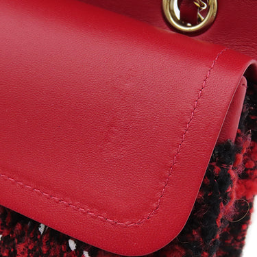 シャネル CHANEL マトラッセ 25 レッド×ネイビー ツイード ショルダーバッグ シャンパンゴールド金具 ダブルフラップ ココマーク