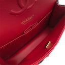 シャネル CHANEL マトラッセ 25 レッド×ネイビー ツイード ショルダーバッグ シャンパンゴールド金具 ダブルフラップ ココマーク