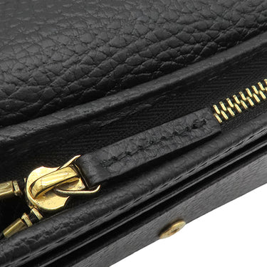 グッチ GUCCI ダブルG カードケース ウォレット ‎456126 ブラック レザー 二つ折り財布 ゴールド金具 黒