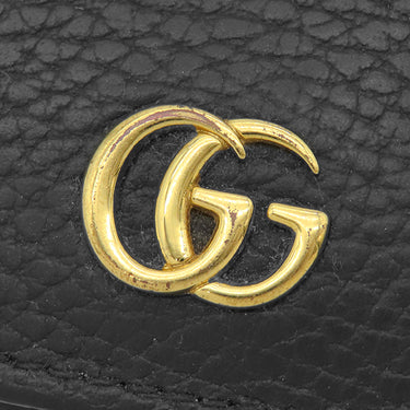 グッチ GUCCI ダブルG カードケース ウォレット ‎456126 ブラック レザー 二つ折り財布 ゴールド金具 黒