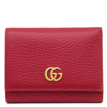 グッチ GUCCI プチマーモント コンパクトウォレット 474746 レッド レザー 三つ折り財布 ゴールド金具 赤 ダブルG