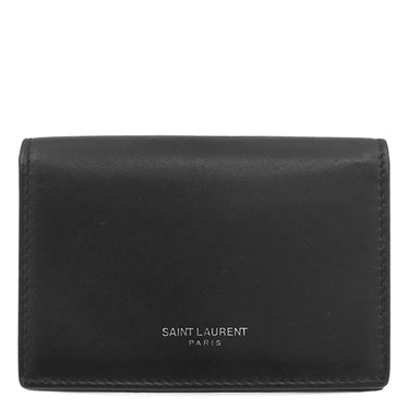 サンローラン SAINT LAURENT ビジネス カードケース 469338 ブラック レザー カードケース シルバー金具 黒 カード入れ 名刺入れ