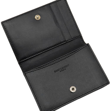 サンローラン SAINT LAURENT ビジネス カードケース 469338 ブラック レザー カードケース シルバー金具 黒 カード入れ 名刺入れ