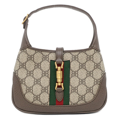 バレンシアガ BALENCIAGA ザ ハッカー プロジェクト ジャッキー 1961 680132 ベージュ×エボニー キャンバス レザー 2WAYバッグ ゴールド金具 茶 GUCCI グッチ コラボ