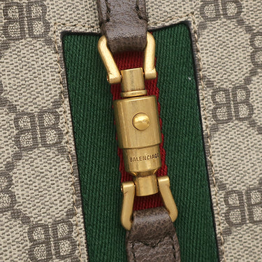 バレンシアガ BALENCIAGA ザ ハッカー プロジェクト ジャッキー 1961 680132 ベージュ×エボニー キャンバス レザー 2WAYバッグ ゴールド金具 茶 GUCCI グッチ コラボ