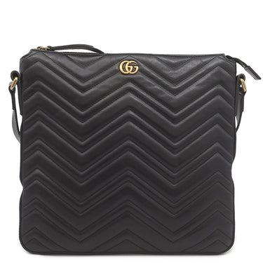 グッチ GUCCI GGマーモント キルティング 523369 ブラック レザー ショルダーバッグ シルバー金具 ダブルG