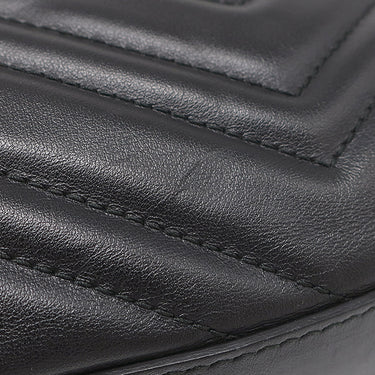 グッチ GUCCI GGマーモント キルティング 523369 ブラック レザー ショルダーバッグ ゴールド金具 ダブルG