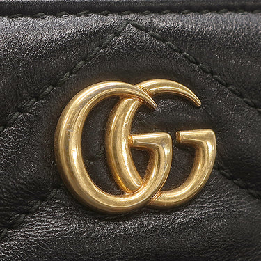 グッチ GUCCI GGマーモント キルティング 523369 ブラック レザー ショルダーバッグ ゴールド金具 ダブルG