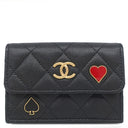 シャネル CHANEL マトラッセ スモール フラップ AP3081 ブラック レザー キャビアスキン 三つ折り財布 ゴールド金具 ダブルC ハート スペード