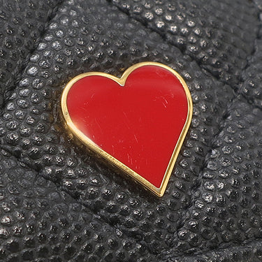 シャネル CHANEL マトラッセ スモール フラップ AP3081 ブラック レザー キャビアスキン 三つ折り財布 ゴールド金具 ダブルC ハート スペード