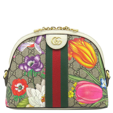 グッチ GUCCI オフィディア GG フローラ 499621 ベージュ×ホワイト GGスプリームキャンバス レザー ショルダーバッグ ゴールド金具 花柄