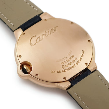 腕時計 カルティエ Cartier バロンブルー ドゥ カルティエ W6900651 自動巻き メンズ OH済 K18RG無垢 ギョウシェ 青針 デイト