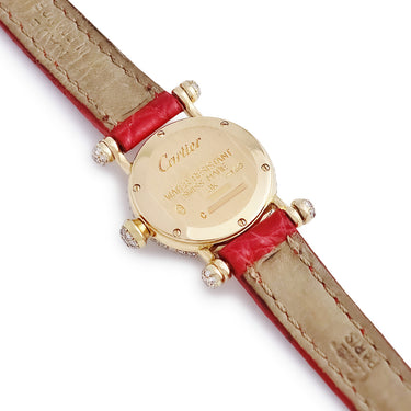 腕時計 カルティエ Cartier ミニ ディアボロ W1511556 クオーツ レディース K18YG無垢 ダイヤ ラウンド 青針 ローマン