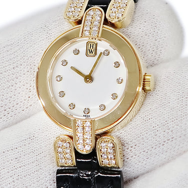 腕時計 ハリーウィンストン Harry Winston プルミエール クオーツ レディース K18YG無垢 ダイヤモンド ラウンド