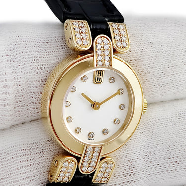 腕時計 ハリーウィンストン Harry Winston プルミエール クオーツ レディース K18YG無垢 ダイヤモンド ラウンド