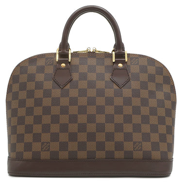 ルイヴィトン LOUIS VUITTON アルマ N51131 ダミエエベヌ ダミエキャンバス ハンドバッグ ゴールド金具 茶 赤