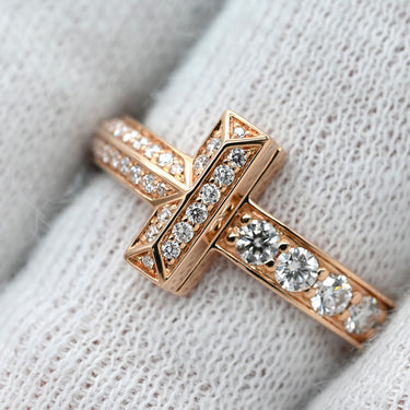 ティファニー Tiffany & Co T ワン ダイヤ ローズゴールド K18PG ダイヤモンド リング 指輪 ピンクゴールド T&Co. Au750 18K 11.5号