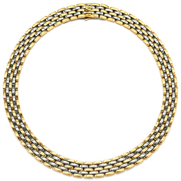 カルティエ Cartier マイヨン パンテール 5連 3ロウ イエローゴールド×シルバー K18YG ステンレススチール ネックレス Au750 K18 ツートーン YG×SS ヴィンテージ