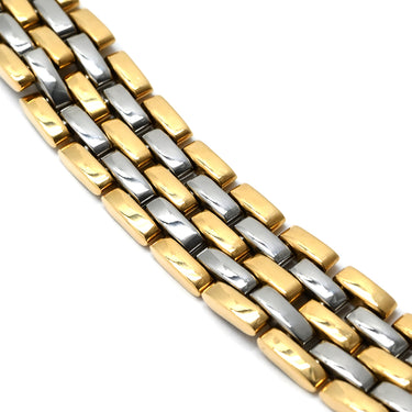 カルティエ Cartier マイヨン パンテール 5連 3ロウ イエローゴールド×シルバー K18YG ステンレススチール ネックレス Au750 K18 ツートーン YG×SS ヴィンテージ