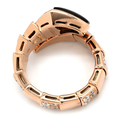 ブルガリ BVLGARI セルペンティ ヴァイパー シングルコイル ブラック×ピンクゴールド K18PG ダイヤモンド オニキス 14037 リング 指輪 ダイヤ オニキス 10号