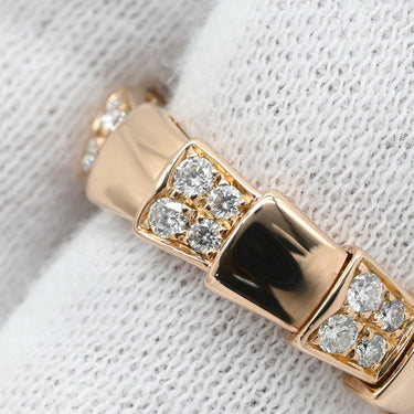 ブルガリ BVLGARI セルペンティ ヴァイパー シングルコイル ブラック×ピンクゴールド K18PG ダイヤモンド オニキス 14037 リング 指輪 ダイヤ オニキス 10号