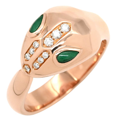 ブルガリ BVLGARI セルペンティ 352688 グリーンXピンクゴールド K18PG ダイヤモンド マラカイト リング 指輪 スネーク 750AU 18K PG ダイヤ マラカイト 16.5号
