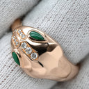 ブルガリ BVLGARI セルペンティ 352688 グリーンXピンクゴールド K18PG ダイヤモンド マラカイト リング 指輪 スネーク 750AU 18K PG ダイヤ マラカイト 16.5号