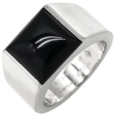 カルティエ Cartier タンクマックス ホワイトゴールド×ブラック K18WG オニキス #57 リング 指輪 黒 Au750 18K 18金 オニキス 幅広 スクエア 17号