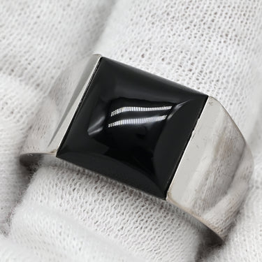 カルティエ Cartier タンクマックス ホワイトゴールド×ブラック K18WG オニキス #57 リング 指輪 黒 Au750 18K 18金 オニキス 幅広 スクエア 17号