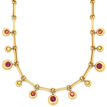 ショーメ CHAUMET アノー ルビー サファイア レッド×オレンジ×イエロー×イエローゴールド K18YG ルビー サファイア ネックレス 18K 18金 750