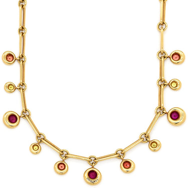 ショーメ CHAUMET アノー ルビー サファイア レッド×オレンジ×イエロー×イエローゴールド K18YG ルビー サファイア ネックレス 18K 18金 750