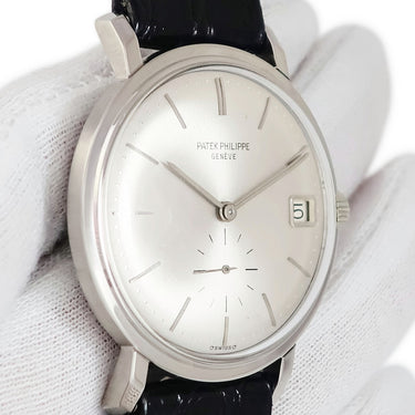 腕時計 パテックフィリップ PATEK PHILIPPE カラトラバ 3445G 自動巻き メンズ OH済 K18WG無垢 デイト スモールセコンド ヴィンテージ