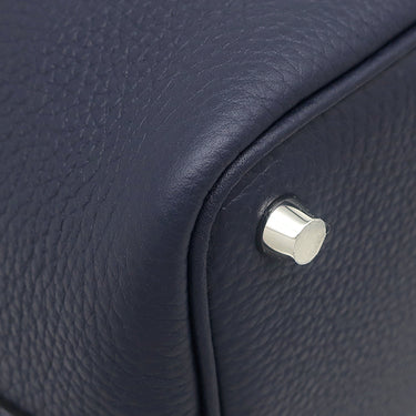 エルメス HERMES ピコタンロックPM ブルーニュイ トリヨンクレマンス ハンドバッグ シルバー金具 紺 2025年製