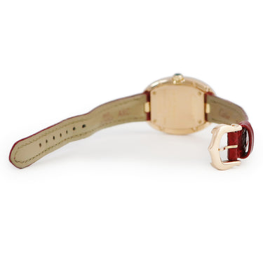 腕時計 カルティエ Cartier ベニュワール SM W8000007 クオーツ レディース K18PG無垢 ローマン 青針 オーバル