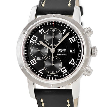 腕時計 エルメス HERMES クリッパー クロノグラフ CP1.910.330 自動巻き メンズ デイト ブラック 黒 スモールセコンド
