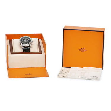 腕時計 エルメス HERMES クリッパー クロノグラフ CP1.910.330 自動巻き メンズ デイト ブラック 黒 スモールセコンド