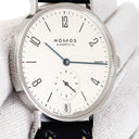 腕時計 ノモス NOMOS タンジェント TN174W2 手巻き メンズ OH済 スモールセコンド 青針 アラビア バー シースルーバック