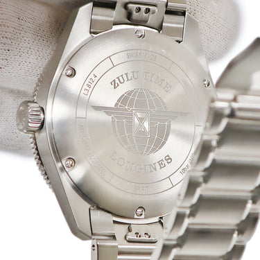 腕時計 ロンジン LONGINES スピリット ズールータイム L3.812.4.63.6 自動巻き メンズ デイト ブラック グリーン 回転ベゼル GMT