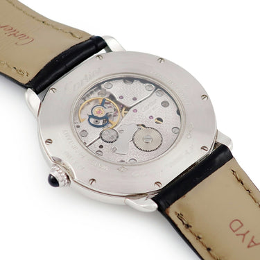 腕時計 カルティエ Cartier ロンド ルイ カルティエ LM W1528051 手巻き メンズ Pt950無垢 ローマン ギョウシェ 青針
