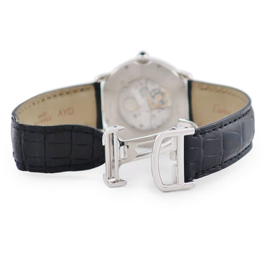 腕時計 カルティエ Cartier ロンド ルイ カルティエ LM W1528051 手巻き メンズ Pt950無垢 ローマン ギョウシェ 青針