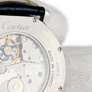 腕時計 カルティエ Cartier ロンド ルイ カルティエ LM W1528051 手巻き メンズ Pt950無垢 ローマン ギョウシェ 青針